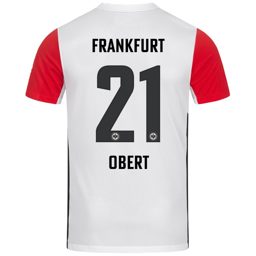 Kinder Yuriy Obert #21 Weiß Rot Heimtrikot Trikot 2024/25 T-Shirt