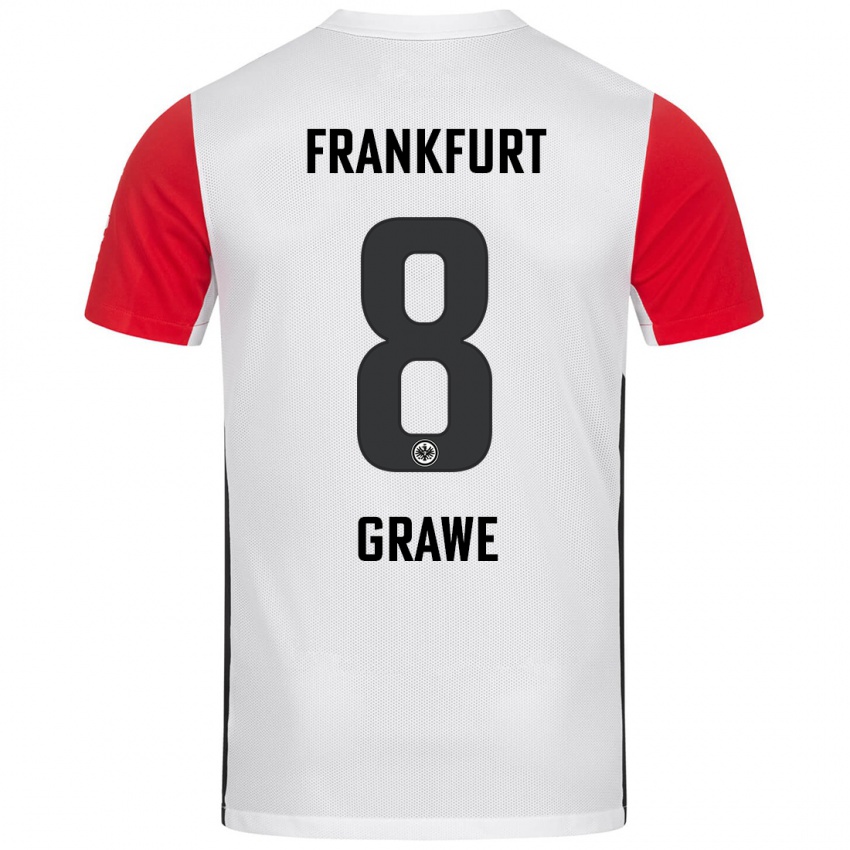 Kinder Lisanne Gräwe #8 Weiß Rot Heimtrikot Trikot 2024/25 T-Shirt