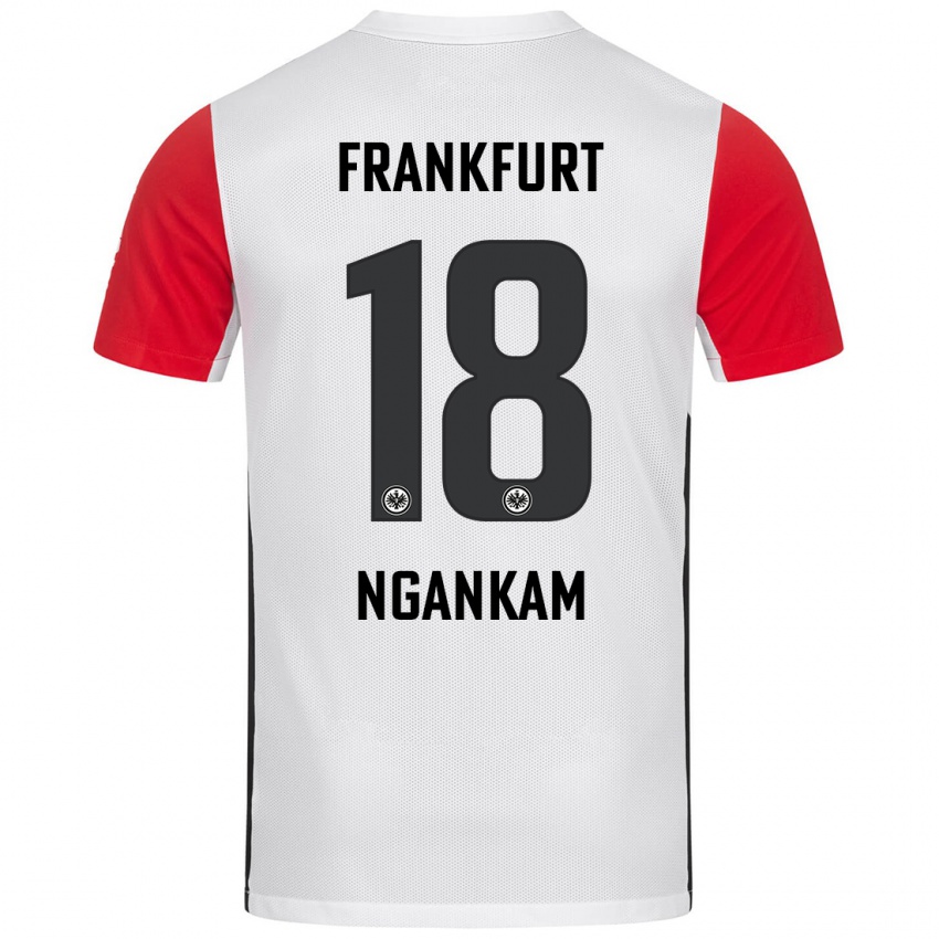 Kinder Jessic Ngankam #18 Weiß Rot Heimtrikot Trikot 2024/25 T-Shirt