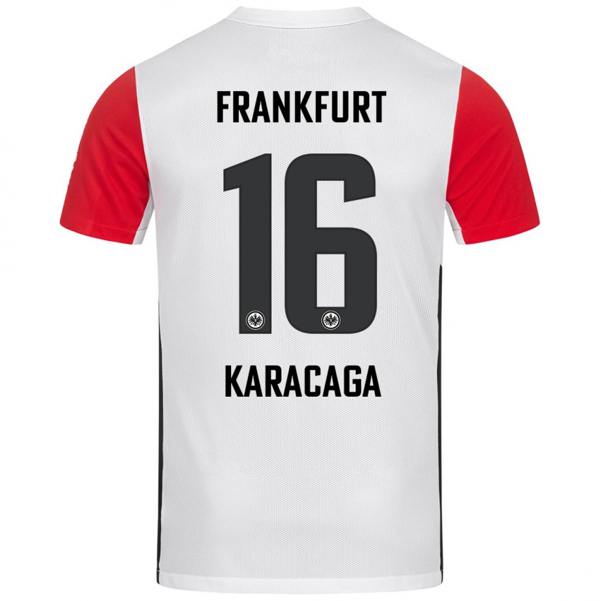 Kinder Tom Karacaga #16 Weiß Rot Heimtrikot Trikot 2024/25 T-Shirt