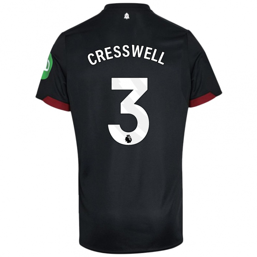 Kinder Aaron Cresswell #3 Schwarz Weiß Auswärtstrikot Trikot 2024/25 T-Shirt