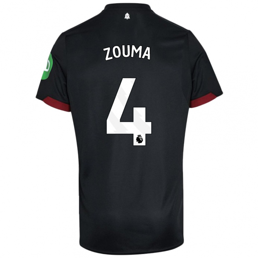 Kinder Kurt Zouma #4 Schwarz Weiß Auswärtstrikot Trikot 2024/25 T-Shirt