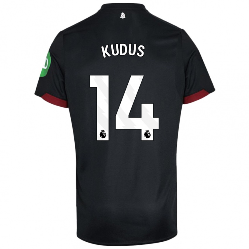 Kinder Mohammed Kudus #14 Schwarz Weiß Auswärtstrikot Trikot 2024/25 T-Shirt