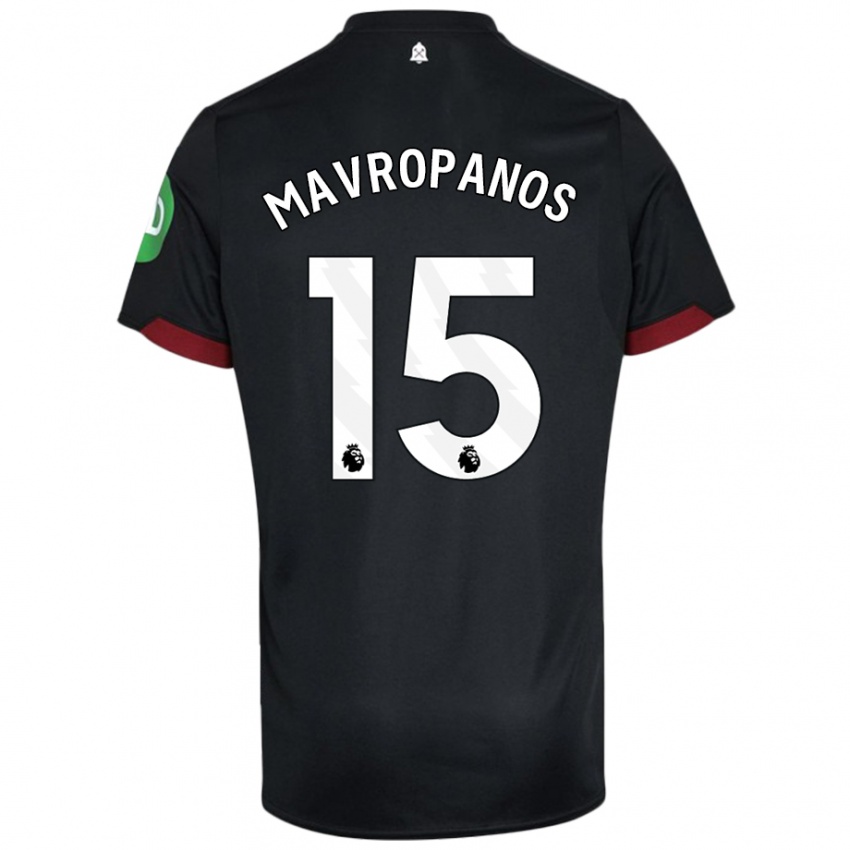 Kinder Konstantinos Mavropanos #15 Schwarz Weiß Auswärtstrikot Trikot 2024/25 T-Shirt