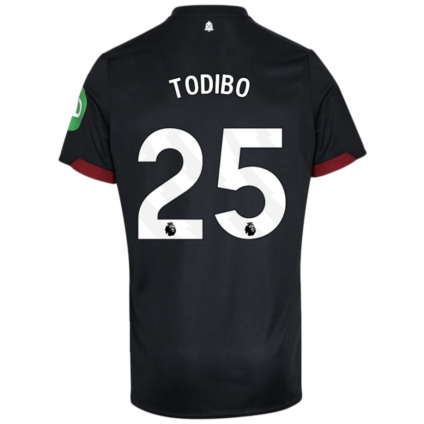 Kinder Jean-Clair Todibo #25 Schwarz Weiß Auswärtstrikot Trikot 2024/25 T-Shirt