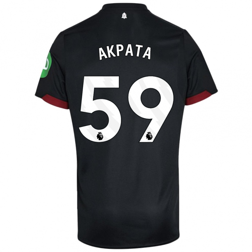 Kinder Tyron Akpata #59 Schwarz Weiß Auswärtstrikot Trikot 2024/25 T-Shirt