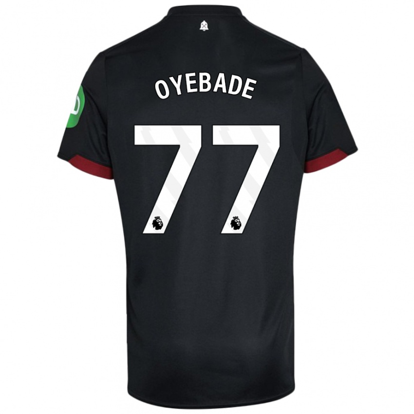 Kinder Rayan Oyebade #77 Schwarz Weiß Auswärtstrikot Trikot 2024/25 T-Shirt