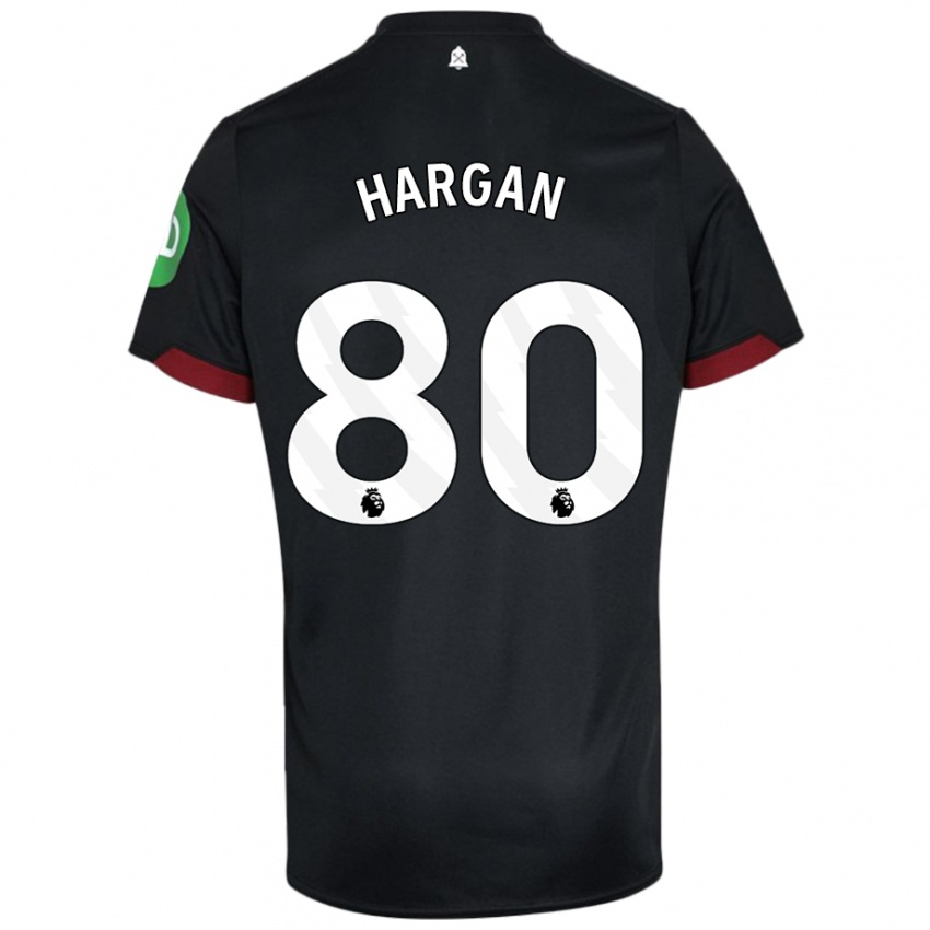 Kinder Riley Hargan #80 Schwarz Weiß Auswärtstrikot Trikot 2024/25 T-Shirt