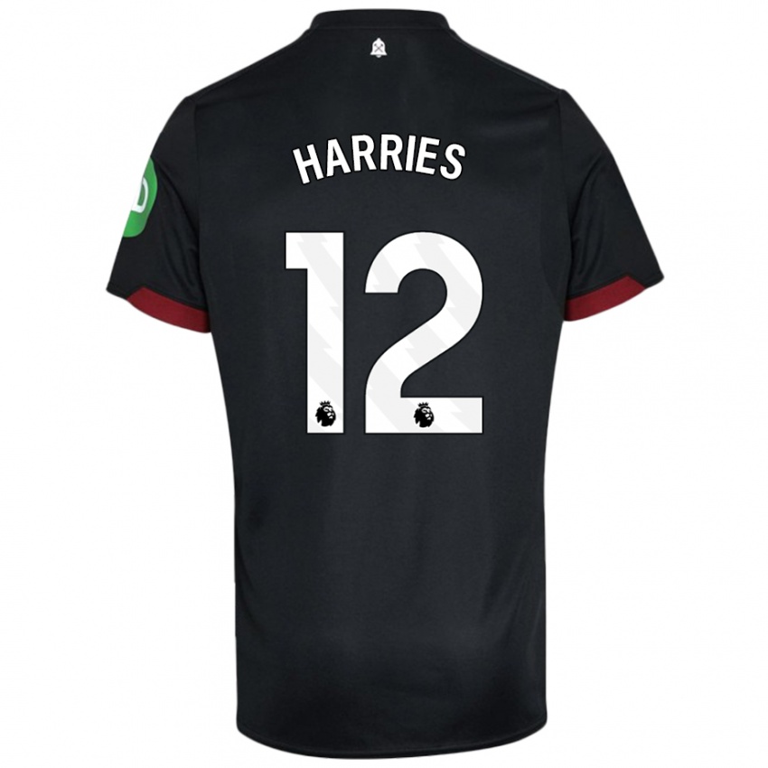 Kinder Emma Harries #12 Schwarz Weiß Auswärtstrikot Trikot 2024/25 T-Shirt