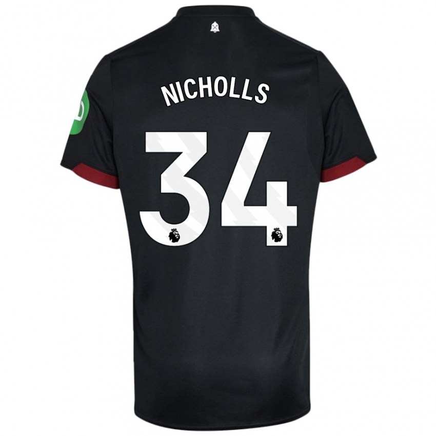 Kinder Macey Nicholls #34 Schwarz Weiß Auswärtstrikot Trikot 2024/25 T-Shirt