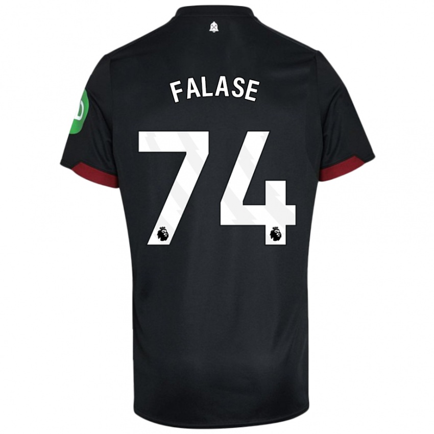 Kinder Asher Falase #74 Schwarz Weiß Auswärtstrikot Trikot 2024/25 T-Shirt