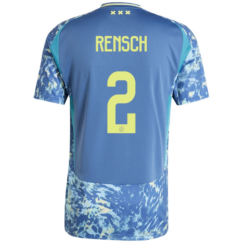 Kinder Devyne Rensch #2 Grau Blau Gelb Auswärtstrikot Trikot 2024/25 T-Shirt