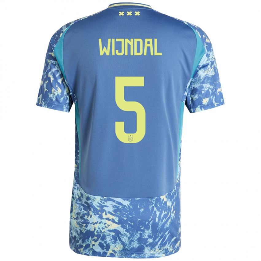 Kinder Owen Wijndal #5 Grau Blau Gelb Auswärtstrikot Trikot 2024/25 T-Shirt