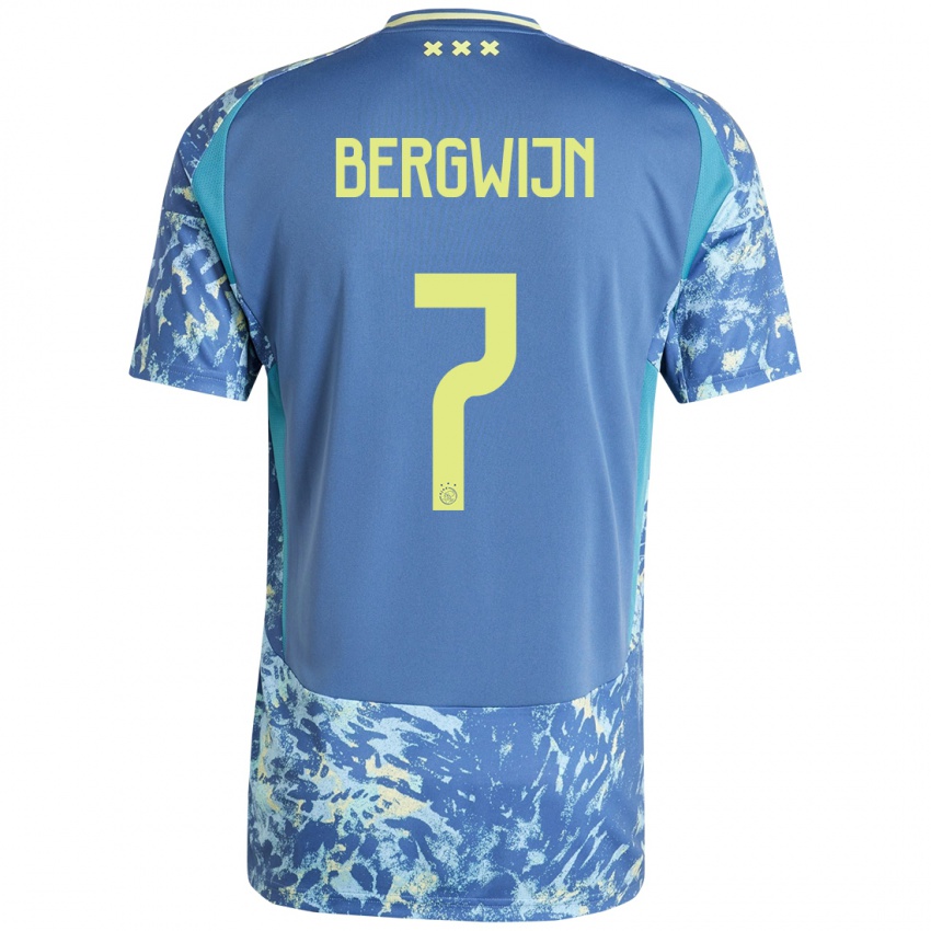 Kinder Steven Bergwijn #7 Grau Blau Gelb Auswärtstrikot Trikot 2024/25 T-Shirt