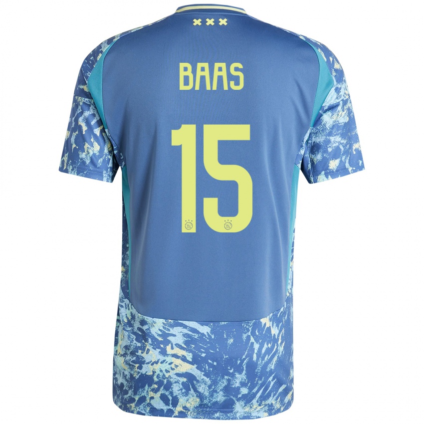 Kinder Youri Baas #15 Grau Blau Gelb Auswärtstrikot Trikot 2024/25 T-Shirt