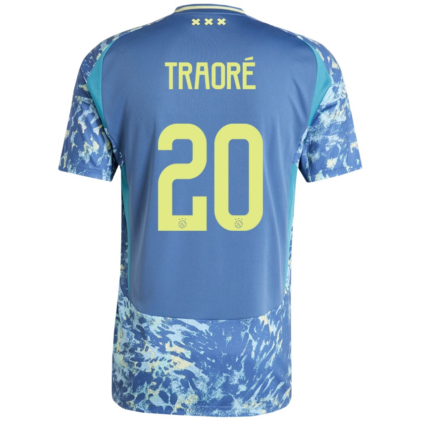 Kinder Bertrand Traoré #20 Grau Blau Gelb Auswärtstrikot Trikot 2024/25 T-Shirt