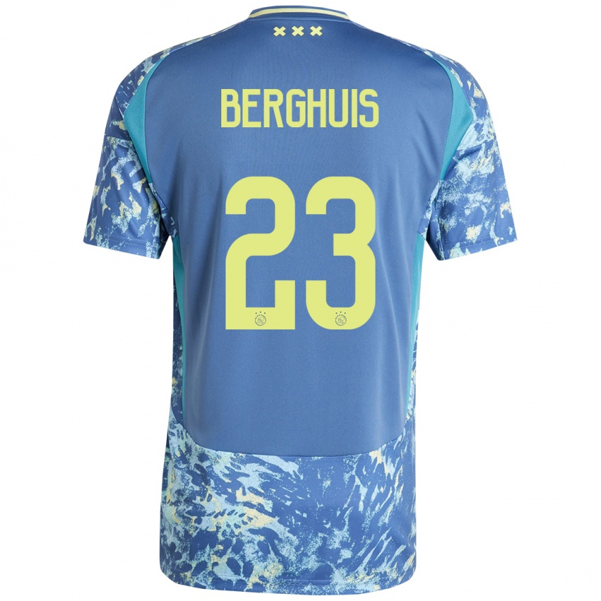 Kinder Steven Berghuis #23 Grau Blau Gelb Auswärtstrikot Trikot 2024/25 T-Shirt