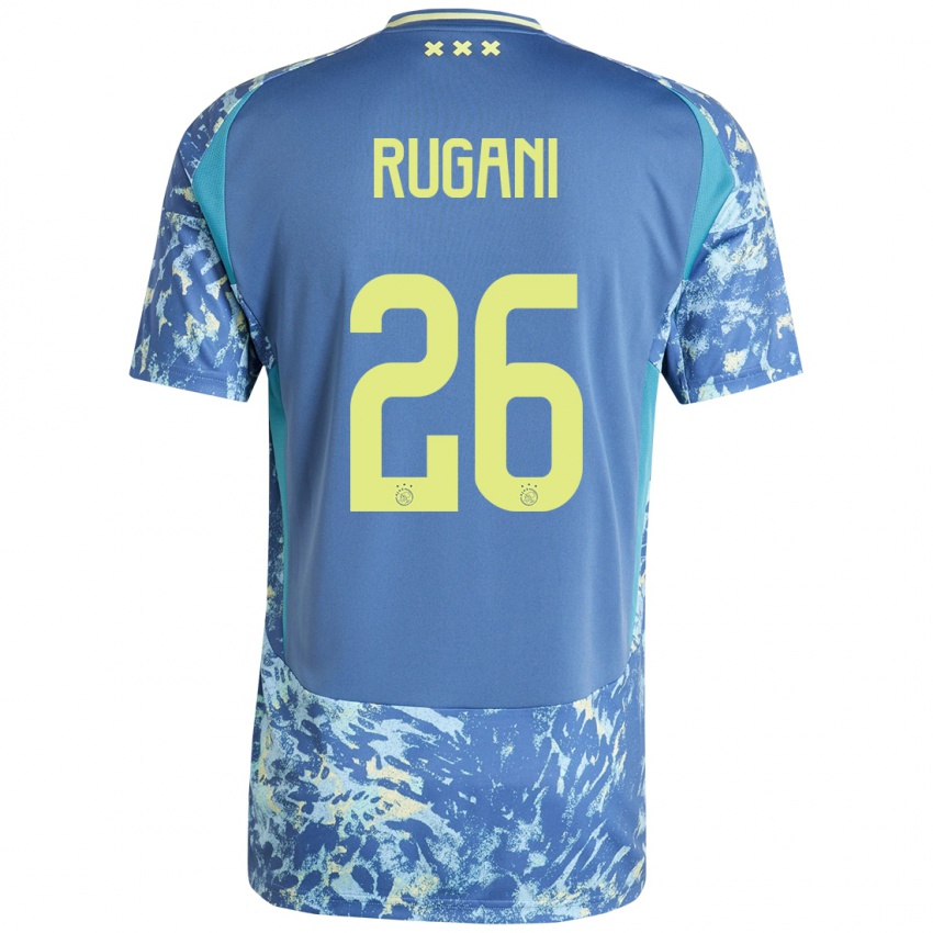 Kinder Daniele Rugani #26 Grau Blau Gelb Auswärtstrikot Trikot 2024/25 T-Shirt