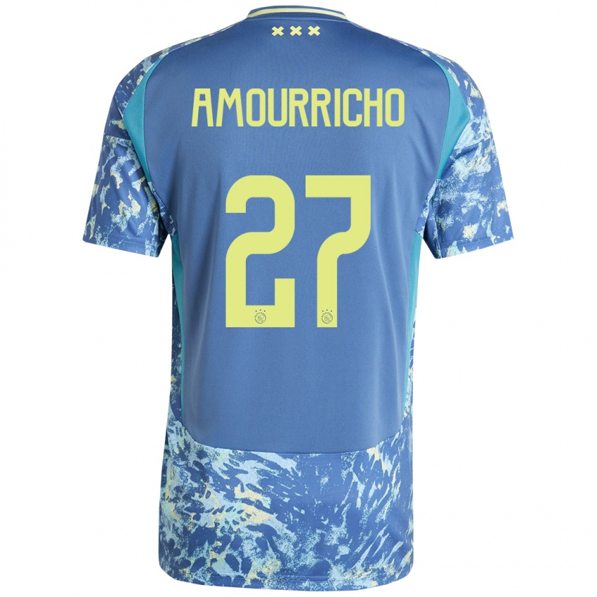 Kinder Amourricho Van Axel Dongen #27 Grau Blau Gelb Auswärtstrikot Trikot 2024/25 T-Shirt