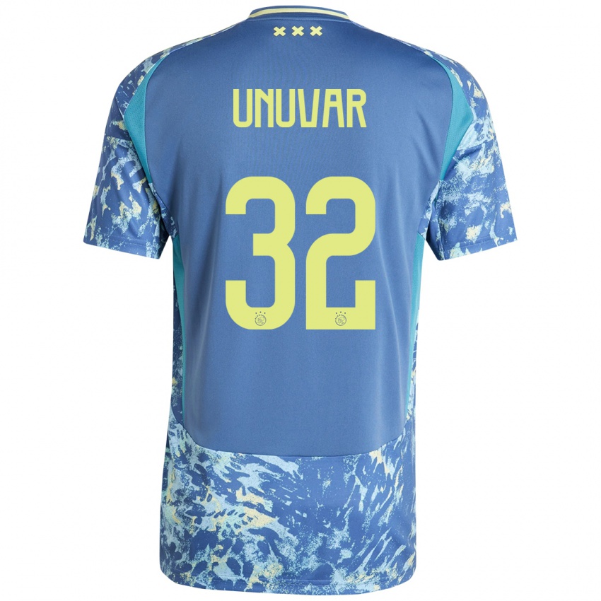 Kinder Naci Ünüvar #32 Grau Blau Gelb Auswärtstrikot Trikot 2024/25 T-Shirt