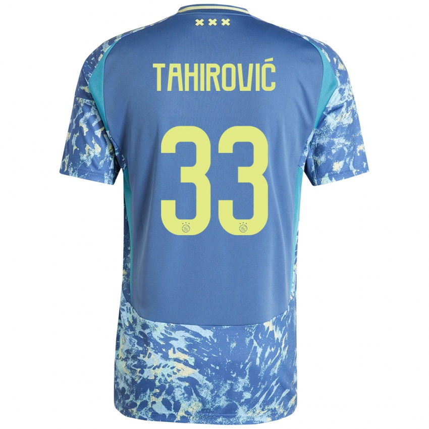 Kinder Benjamin Tahirovic #33 Grau Blau Gelb Auswärtstrikot Trikot 2024/25 T-Shirt