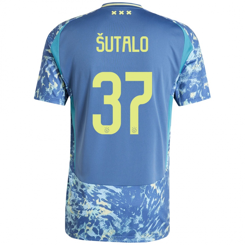 Kinder Josip Sutalo #37 Grau Blau Gelb Auswärtstrikot Trikot 2024/25 T-Shirt