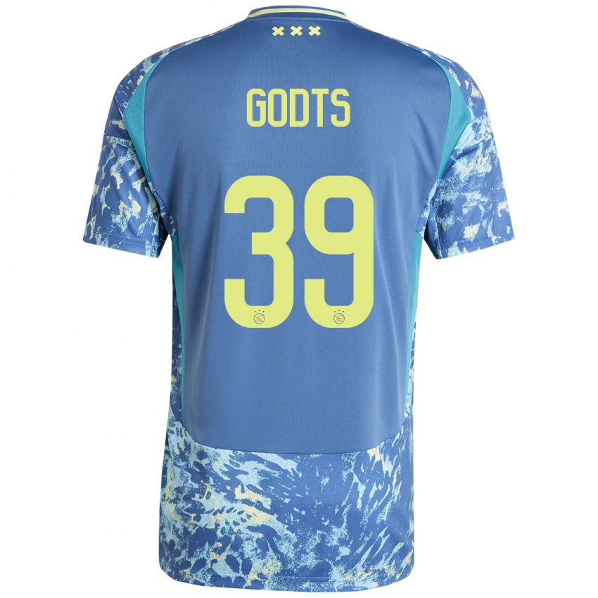 Kinder Mika Godts #39 Grau Blau Gelb Auswärtstrikot Trikot 2024/25 T-Shirt