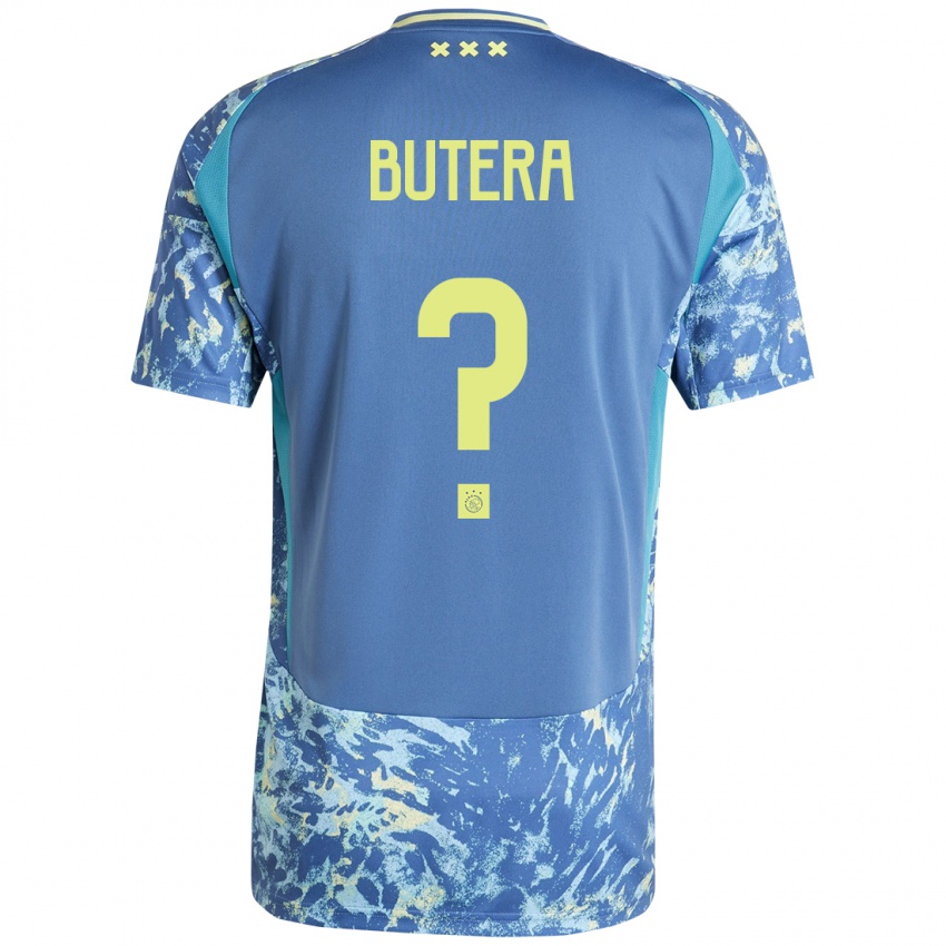 Kinder Ethan Butera #0 Grau Blau Gelb Auswärtstrikot Trikot 2024/25 T-Shirt