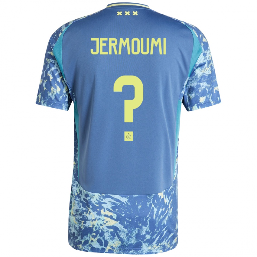 Kinder Diyae Jermoumi #0 Grau Blau Gelb Auswärtstrikot Trikot 2024/25 T-Shirt