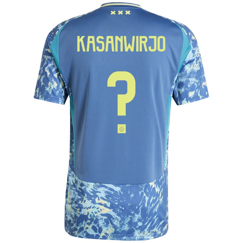 Kinder Kennynho Kasanwirjo #0 Grau Blau Gelb Auswärtstrikot Trikot 2024/25 T-Shirt