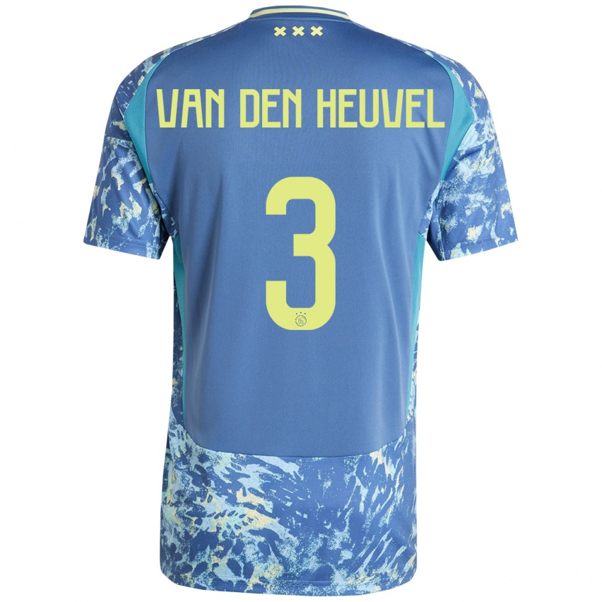 Kinder Nino Van Den Heuvel #3 Grau Blau Gelb Auswärtstrikot Trikot 2024/25 T-Shirt