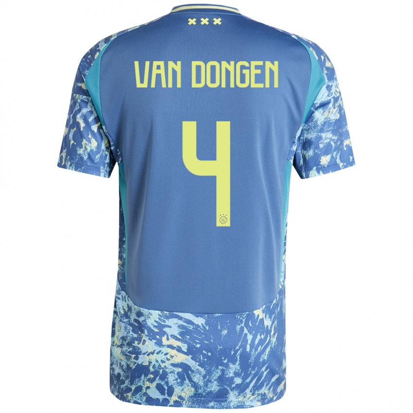 Kinder Bram Van Dongen #4 Grau Blau Gelb Auswärtstrikot Trikot 2024/25 T-Shirt