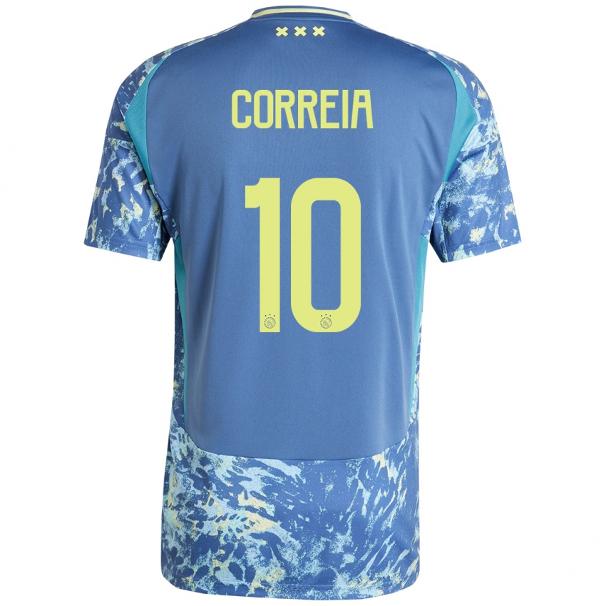 Kinder Tim Correia #10 Grau Blau Gelb Auswärtstrikot Trikot 2024/25 T-Shirt