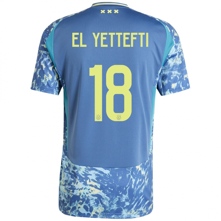 Kinder Adil Amghar El Yettefti #18 Grau Blau Gelb Auswärtstrikot Trikot 2024/25 T-Shirt