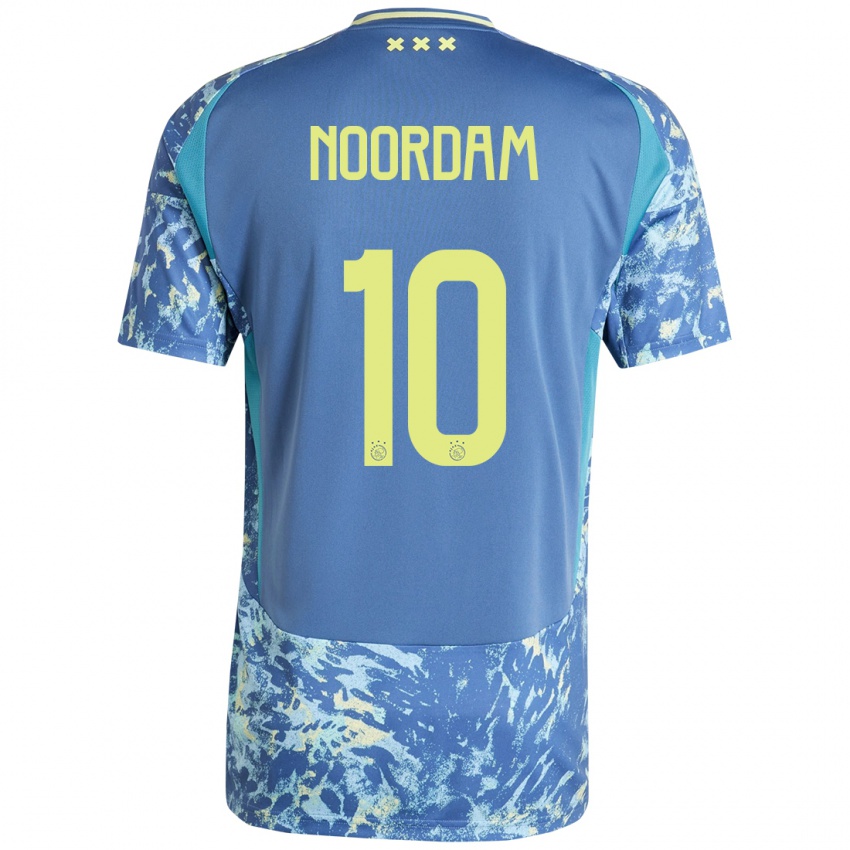 Kinder Nadine Noordam #10 Grau Blau Gelb Auswärtstrikot Trikot 2024/25 T-Shirt