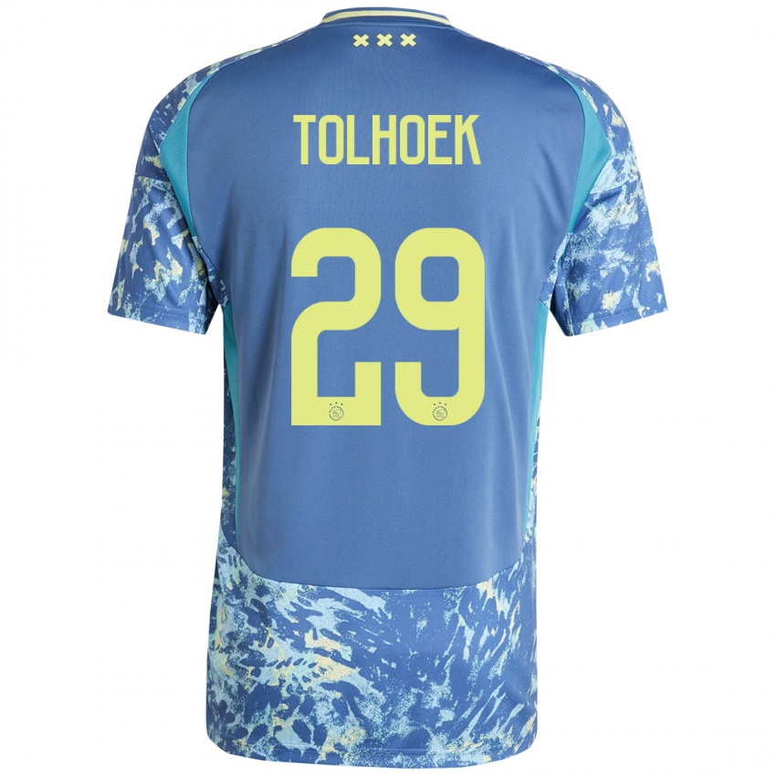 Kinder Danique Tolhoek #29 Grau Blau Gelb Auswärtstrikot Trikot 2024/25 T-Shirt