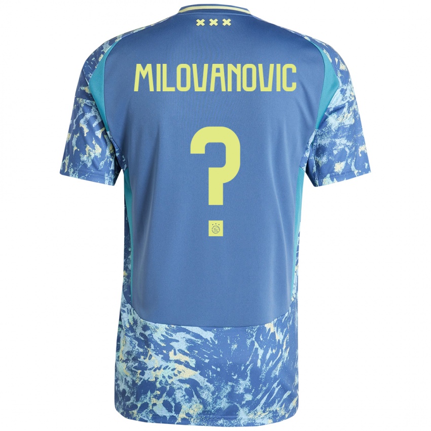 Kinder Mateja Milovanovic #0 Grau Blau Gelb Auswärtstrikot Trikot 2024/25 T-Shirt