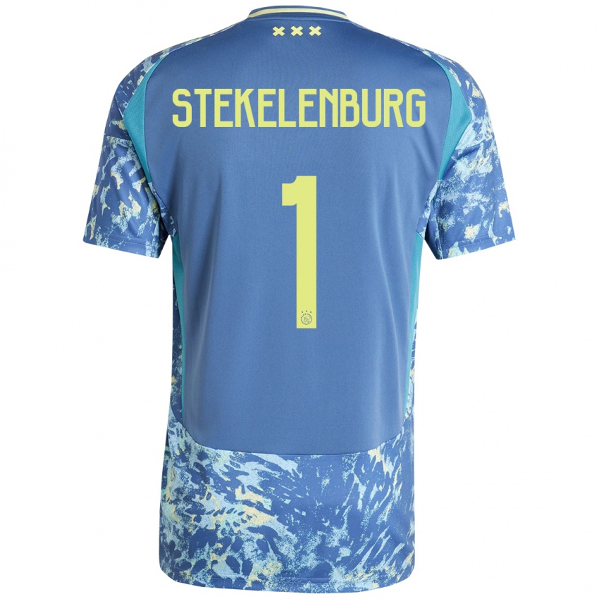 Kinder Maarten Stekelenburg #1 Grau Blau Gelb Auswärtstrikot Trikot 2024/25 T-Shirt