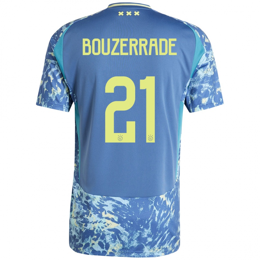 Kinder Zaina Bouzerrade #21 Grau Blau Gelb Auswärtstrikot Trikot 2024/25 T-Shirt