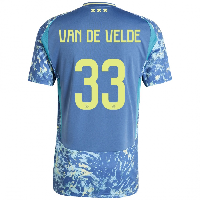 Kinder Jonna Van De Velde #33 Grau Blau Gelb Auswärtstrikot Trikot 2024/25 T-Shirt