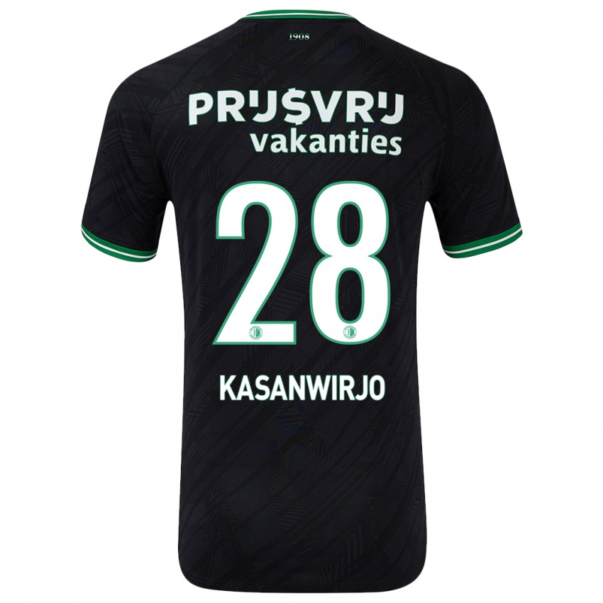 Kinder Neraysho Kasanwirjo #28 Schwarz Grün Auswärtstrikot Trikot 2024/25 T-Shirt