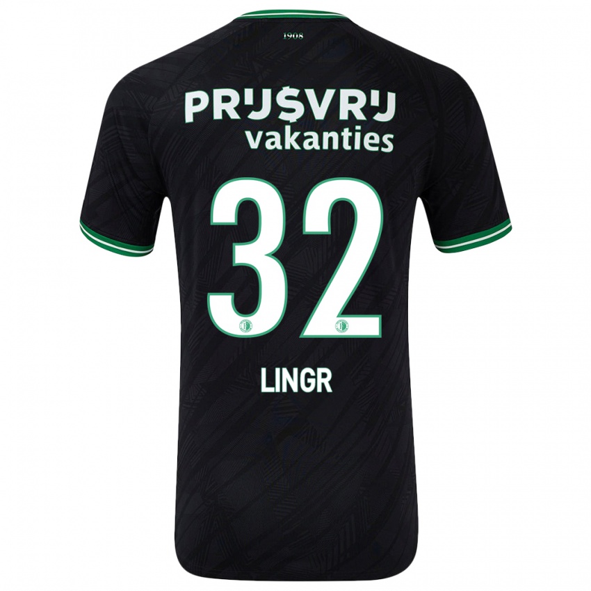 Kinder Ondrej Lingr #32 Schwarz Grün Auswärtstrikot Trikot 2024/25 T-Shirt