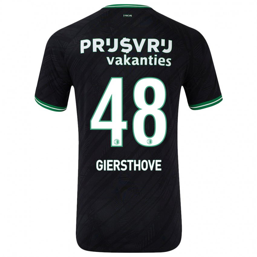 Kinder Djomar Giersthove #48 Schwarz Grün Auswärtstrikot Trikot 2024/25 T-Shirt