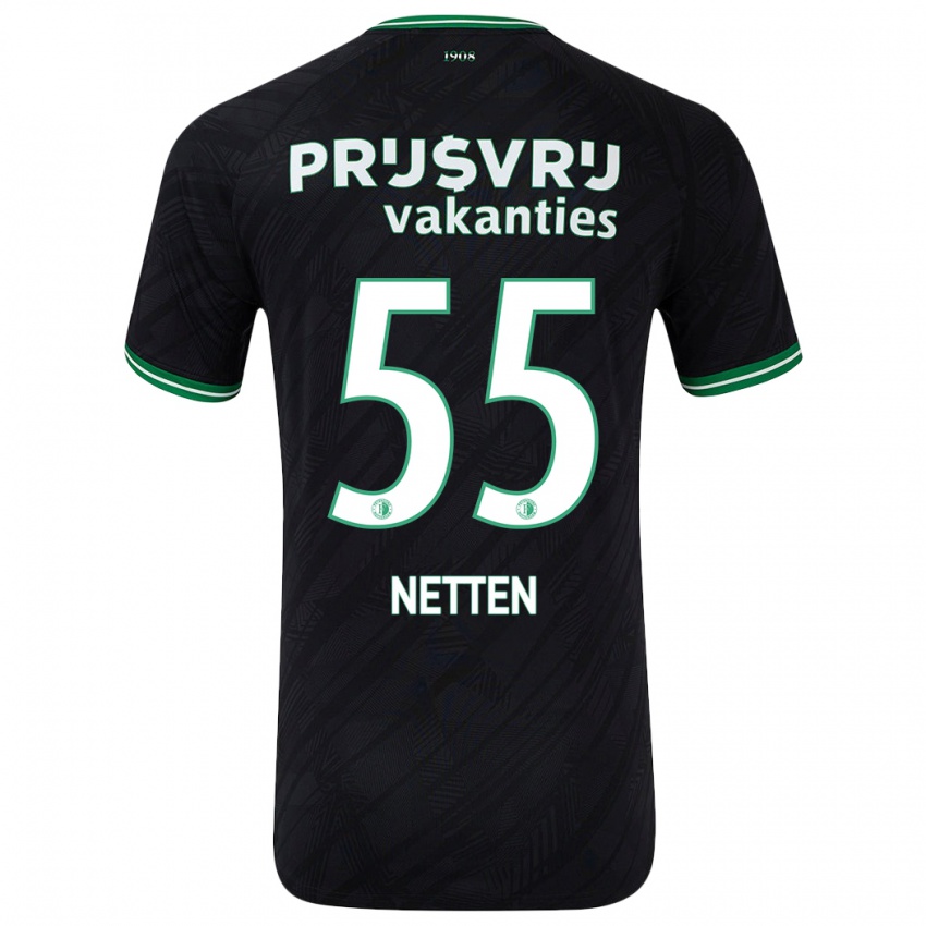 Kinder Luc Netten #55 Schwarz Grün Auswärtstrikot Trikot 2024/25 T-Shirt