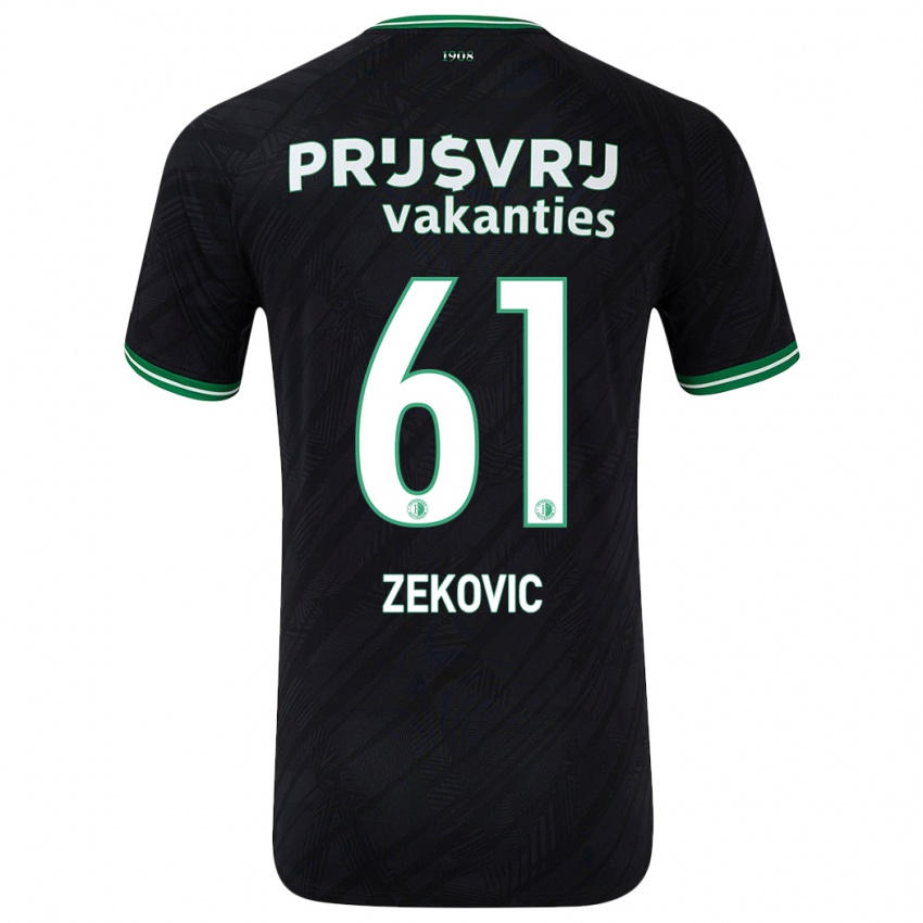 Kinder Aleks Zekovic #61 Schwarz Grün Auswärtstrikot Trikot 2024/25 T-Shirt