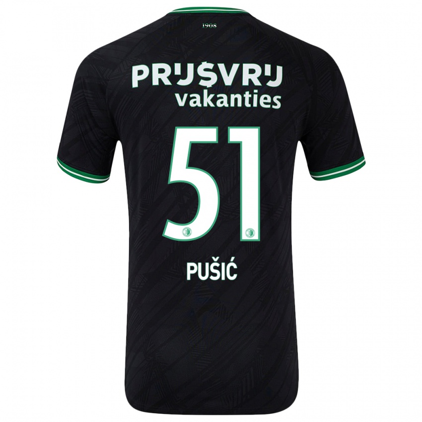 Kinder Noah Pušić #51 Schwarz Grün Auswärtstrikot Trikot 2024/25 T-Shirt