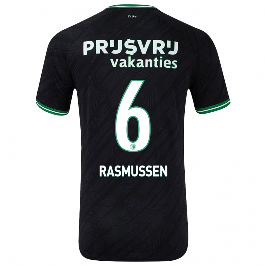 Kinder Jacob Rasmussen #6 Schwarz Grün Auswärtstrikot Trikot 2024/25 T-Shirt