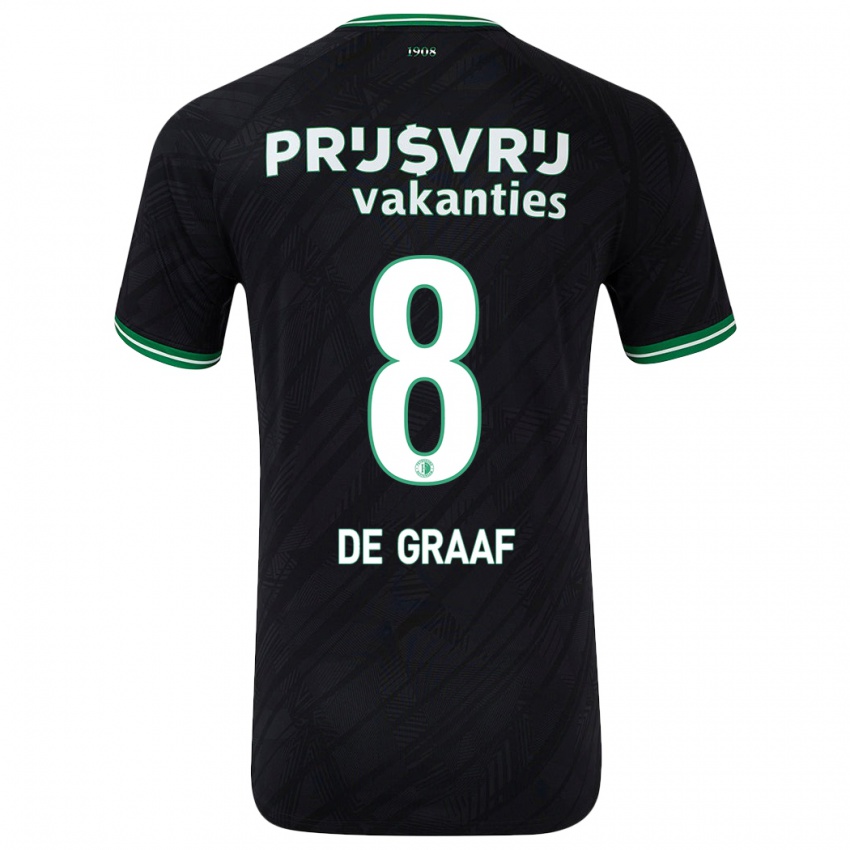 Kinder Esmee De Graaf #8 Schwarz Grün Auswärtstrikot Trikot 2024/25 T-Shirt