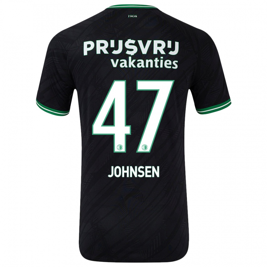 Kinder Mikael Torset Johnsen #47 Schwarz Grün Auswärtstrikot Trikot 2024/25 T-Shirt