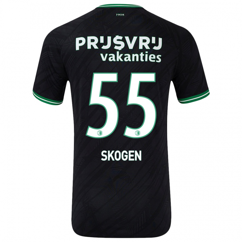 Kinder Sondre Skogen #55 Schwarz Grün Auswärtstrikot Trikot 2024/25 T-Shirt